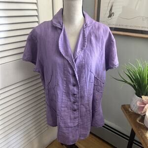 CYNTHIA ASHBY VINTAGE Top Womens *XL Purple Button Down Lagenlook Minimalist